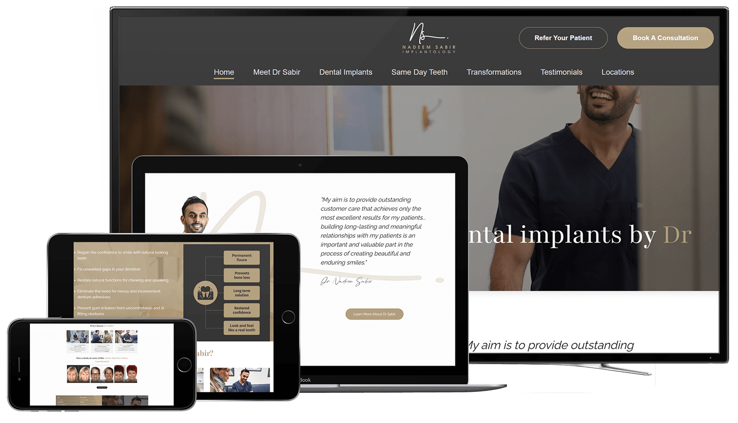 Dr Nadeem Sabir website displayed across desktop and tablet devices