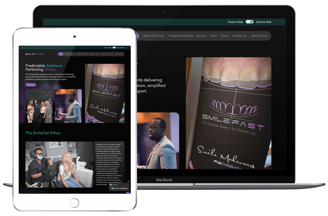 SmileFast website displayed across desktop and tablet devices