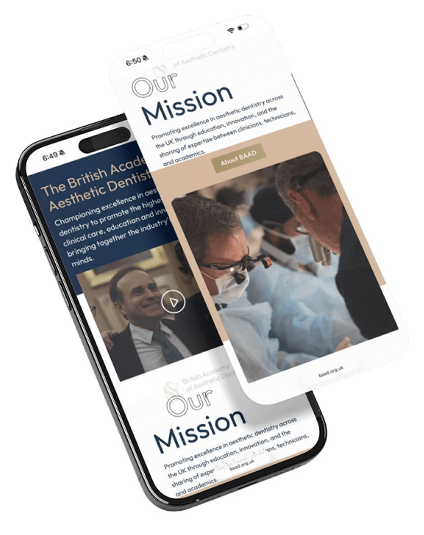 BAAD website displayed on two phones