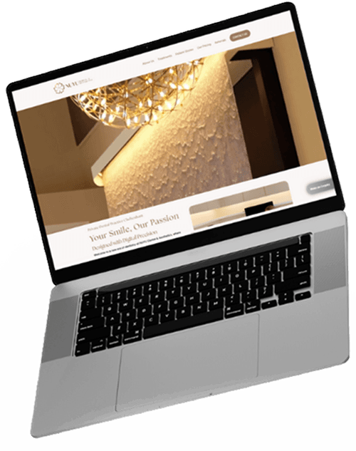 Dental practice website displayed on a laptop
