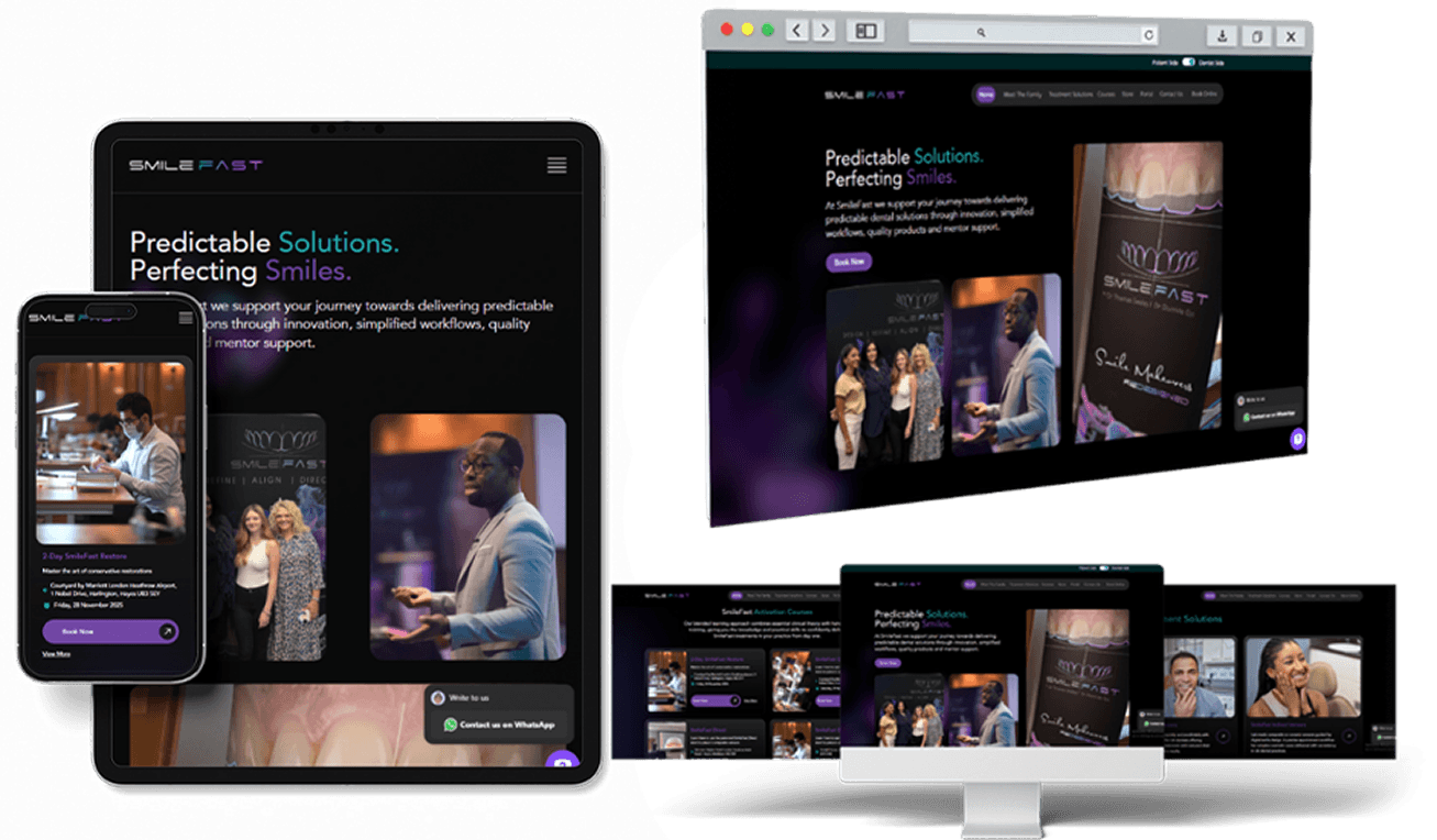 SmileFast website displayed across desktop, tablet, and mobile
